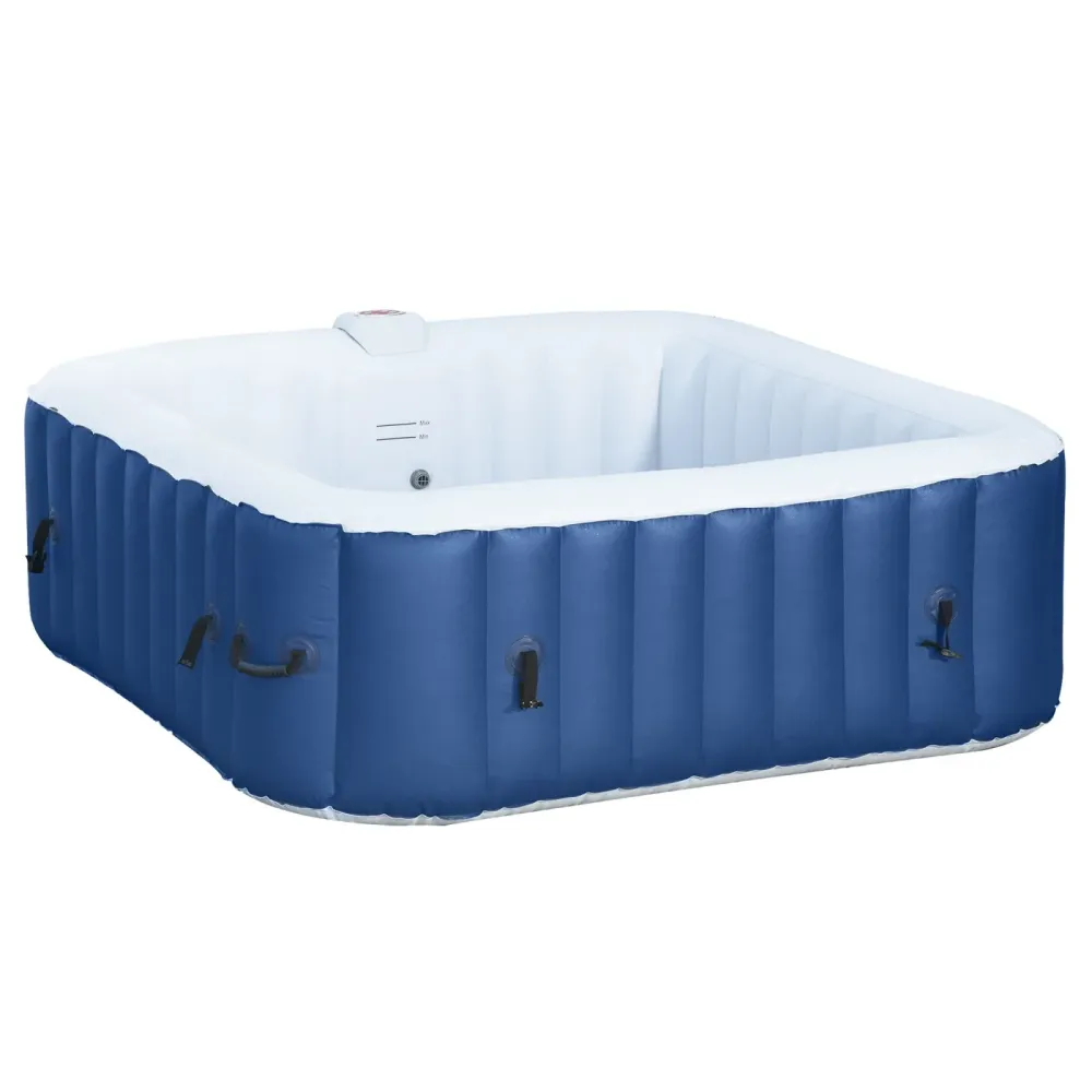 EASYCOMFORT Idromassaggio Gonfiabile con Telo 100 Getti e Riscaldamento 42°C per 2-4 Persone, 185x185x65cm Bianco e Blu