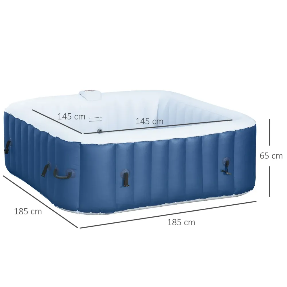 EASYCOMFORT Idromassaggio Gonfiabile con Telo 100 Getti e Riscaldamento 42°C per 2-4 Persone, 185x185x65cm Bianco e Blu