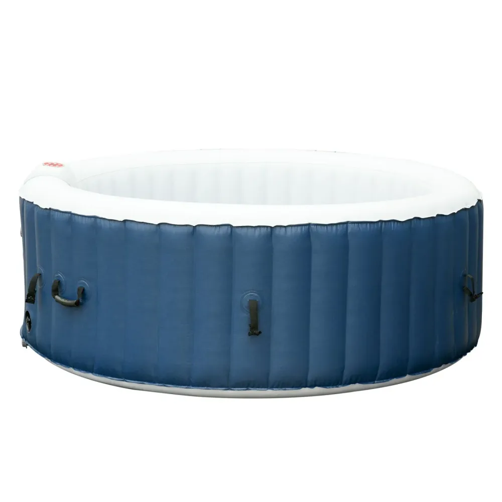 EASYCOMFORT Vasca Idromassaggio Gonfiabile da Esterno 100 Getti e Riscaldamento 40°C per 2-4 Persone Φ180x65cm Bianco e Blu