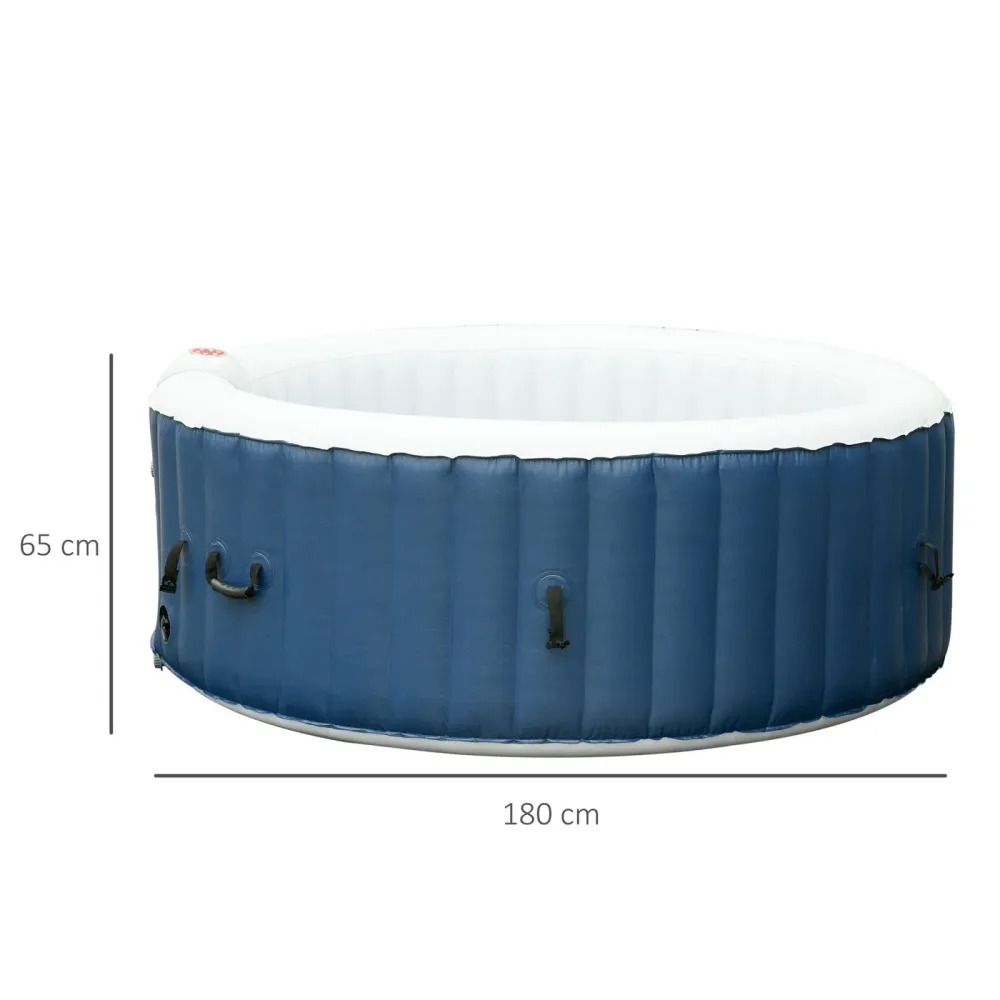 EASYCOMFORT Vasca Idromassaggio Gonfiabile da Esterno 100 Getti e Riscaldamento 40°C per 2-4 Persone Φ180x65cm Bianco e Blu