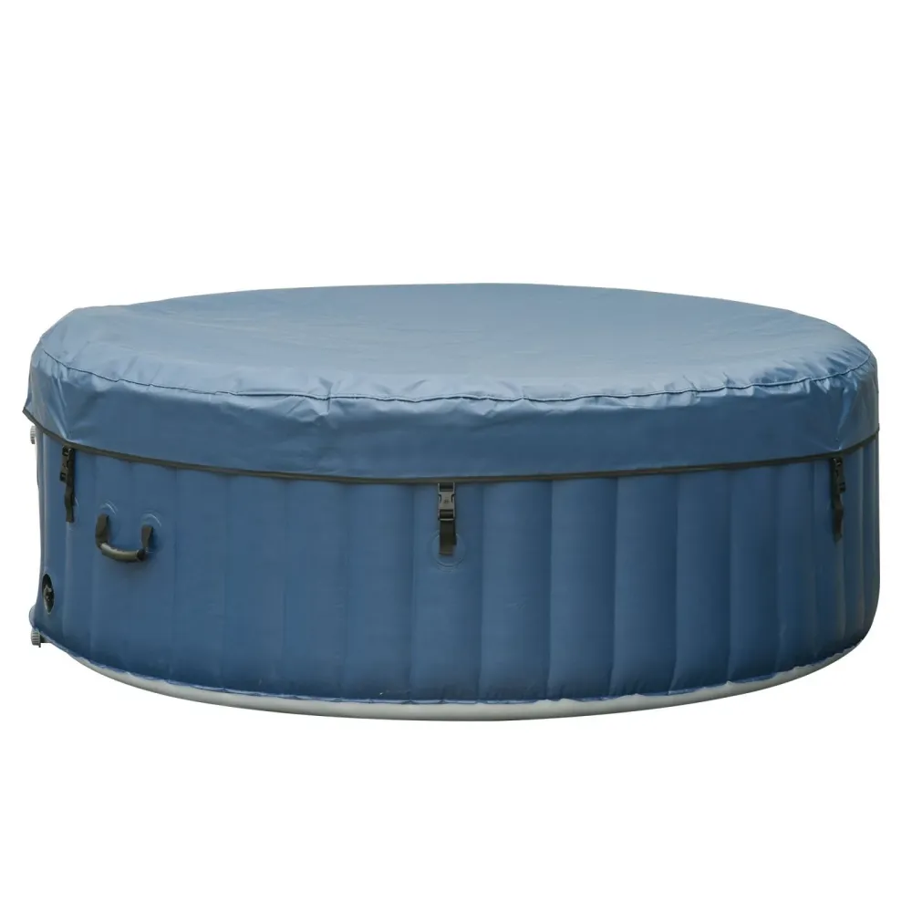 EASYCOMFORT Vasca Idromassaggio Gonfiabile da Esterno 100 Getti e Riscaldamento 40°C per 2-4 Persone Φ180x65cm Bianco e Blu