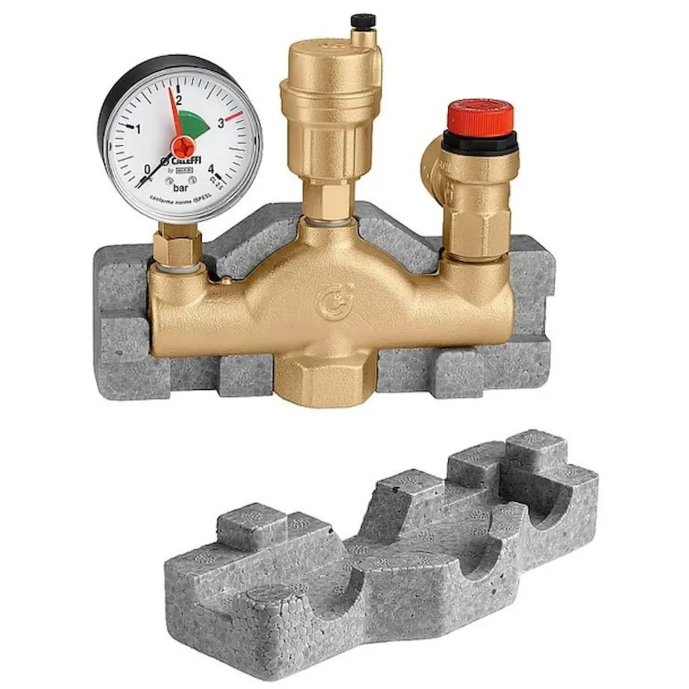 Gruppo di sicurezza della caldaia 1" Caleffi con regolatore di pressione per impianti di riscaldamento