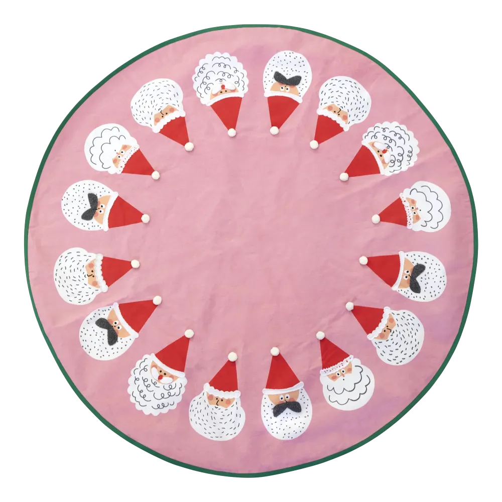 Rotondo Cotone Tappeto dell'albero di Natale - Rosa