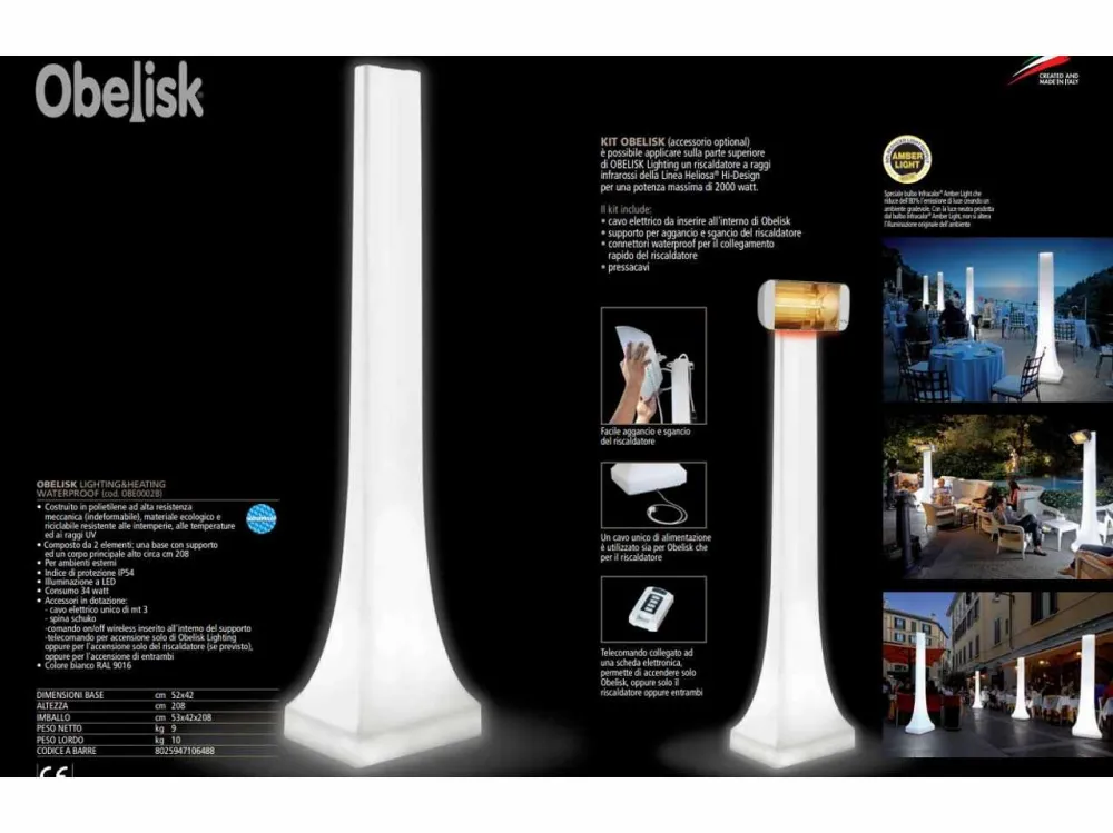 Heliosa riscaldatore obelisk obe0002b