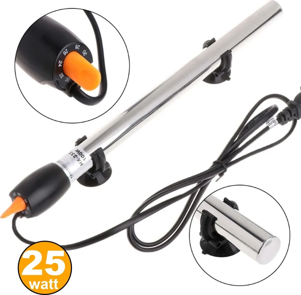 Termo Riscaldatore Per Acquario 25 W Termoregolatore Con Termostato Acciaio