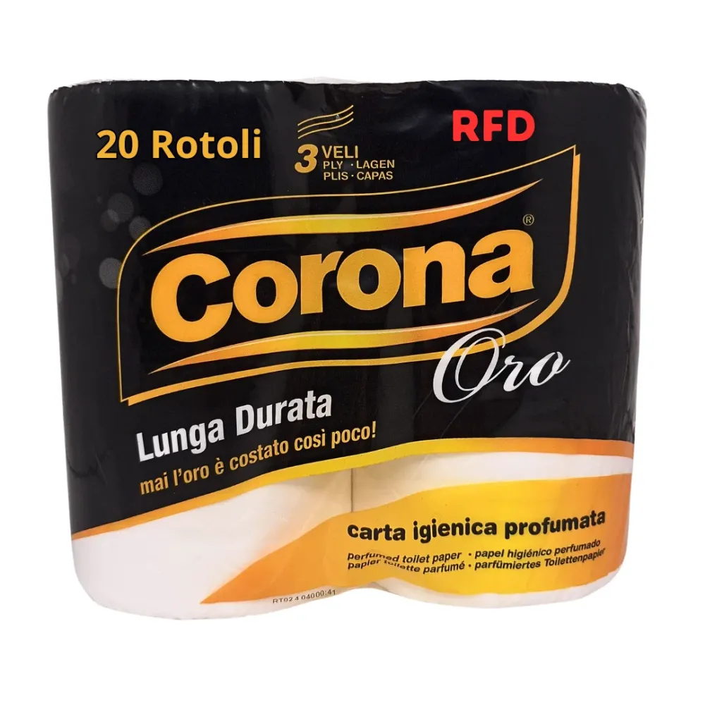 15 Confezioni di Carta igienica Corona oro - Confezione da 4 Rotoli - 3 Veli - Lunga Durata e Profumata