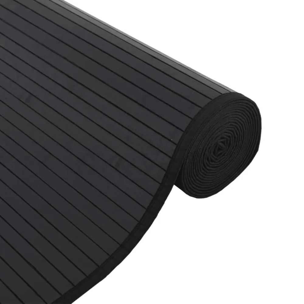 Tappeto Rettangolare Nero 60x1000 cm Bambù con Certificazione CE