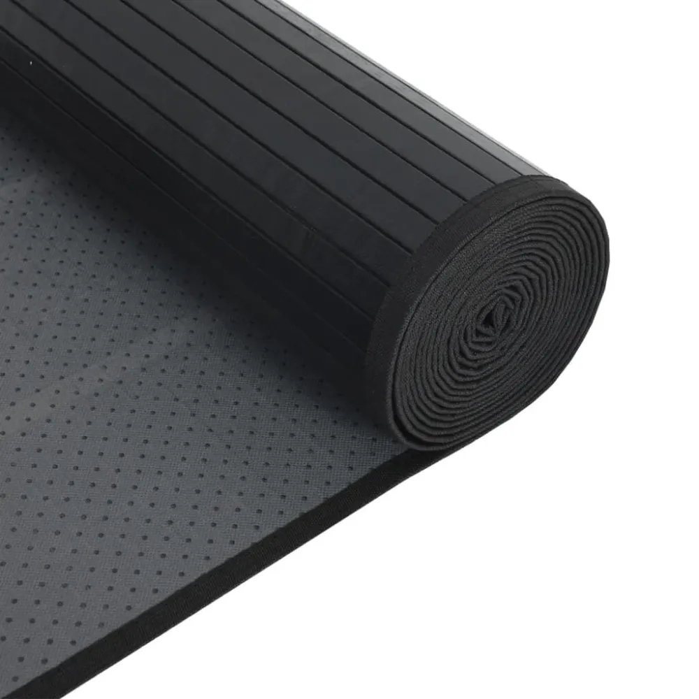 Tappeto Rettangolare Nero 60x1000 cm Bambù con Certificazione CE