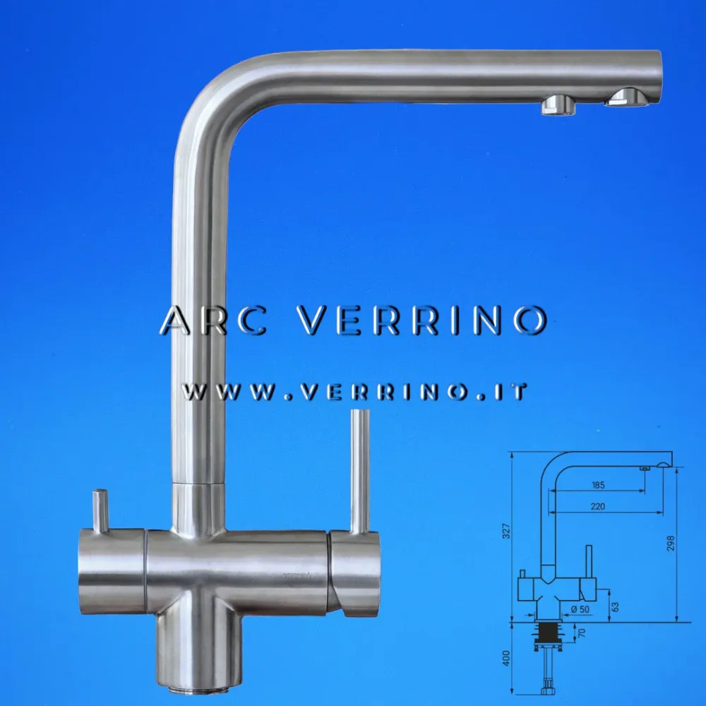 Rubinetto miscelatore 3 Vie - satinato Emmevi 45127IN | Lavello Cucina - per sistema trattamento acqua potabile
