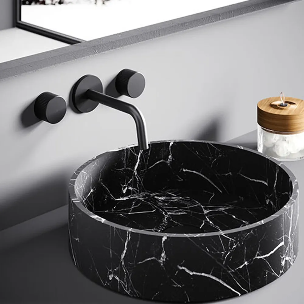 Miscelatore lavabo muro con bocca cm 24,5 Paffoni Jo Nero Opaco