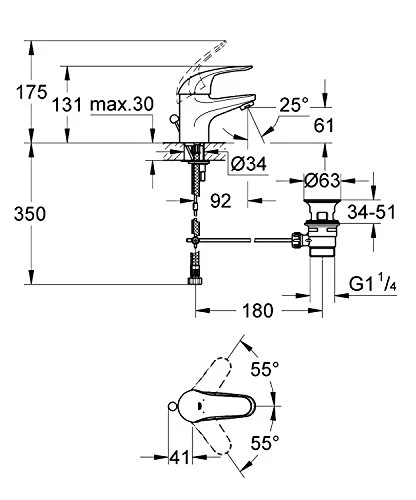 Grohe 23264000 Swift Miscelatore Monocomando Lavabo, Tecnologia Grohe...