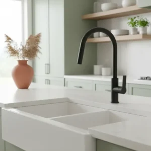 Rubinetto monocomando per cucina con doccino estraibile Rubiflux- Colore Nero opaco