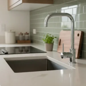Rubinetto per lavello da cucina con canna svedese Rubiflux - Finitura Cromata