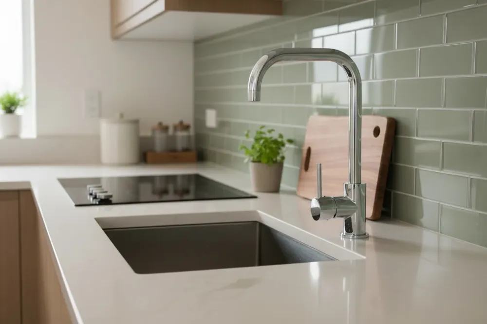 Rubinetto per lavello da cucina con canna svedese Rubiflux - Finitura Cromata