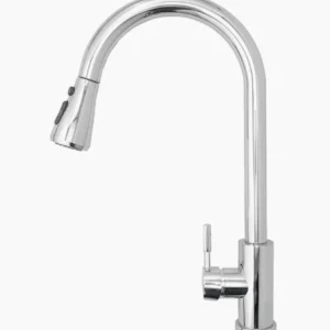 Rubinetto da cucina canna alta con doccetta 2 modalità di getto, ottone lucido - design moderno e curato