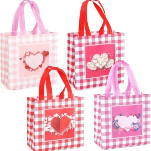4PCS San Valentino sacchetti regalo riutilizzabili, trattare borse con maniglie, borse per feste, borse multifunzionali no...