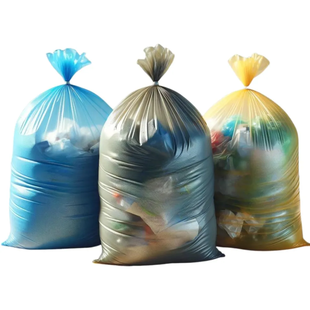 Sacchi Spazzatura 70x110 cm per l'indifferenziata- Confezione da 60 sacchetti, Resistenza Extra, 110 Litri, Azzurro, Trasp...