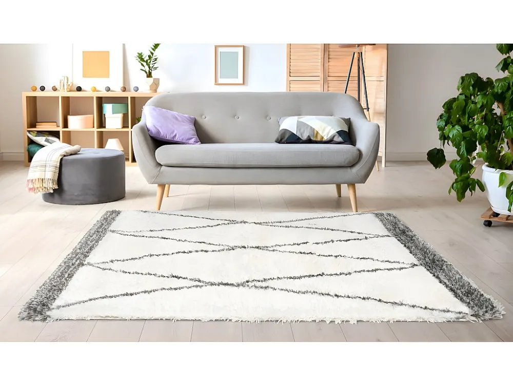 Tappeto 160 x 230 cm Poliestere crema e grigio shaggy stile berbero HANIA