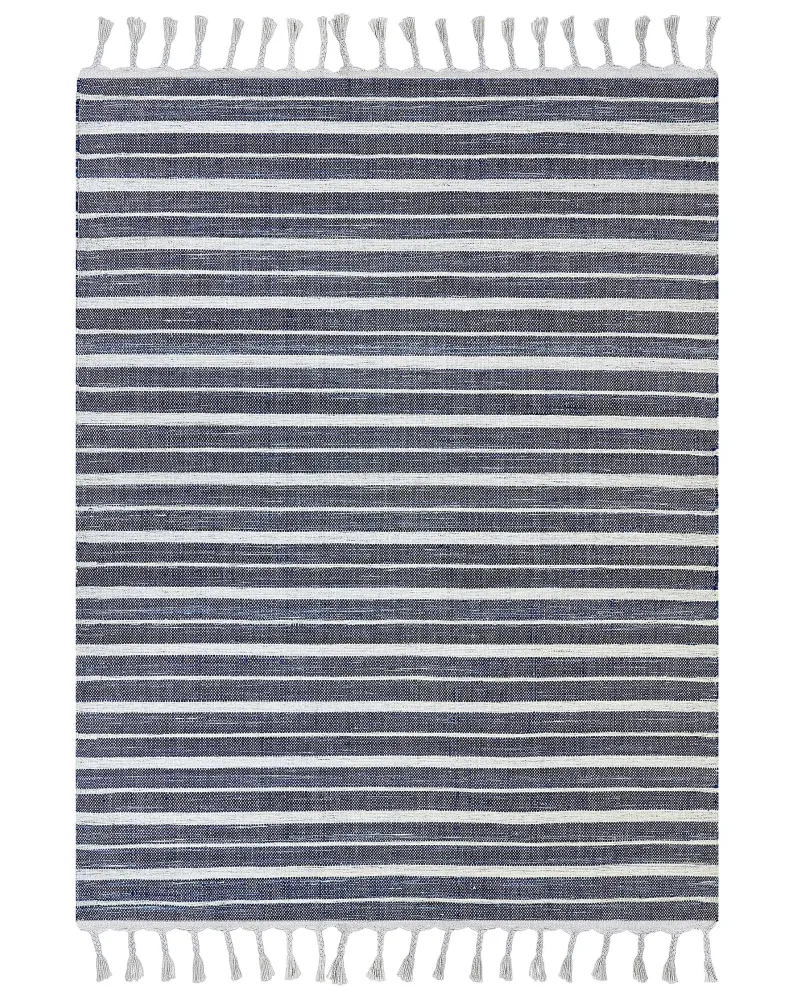 Tappeto blu cupo e bianco 160 x 230 cm BADEMLI