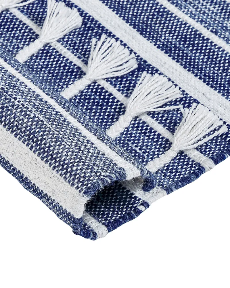 Tappeto blu cupo e bianco 160 x 230 cm BADEMLI