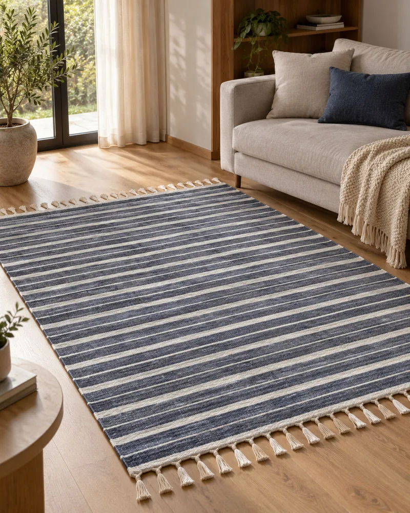 Tappeto blu nero e bianco 140 x 200 cm BADEMLI