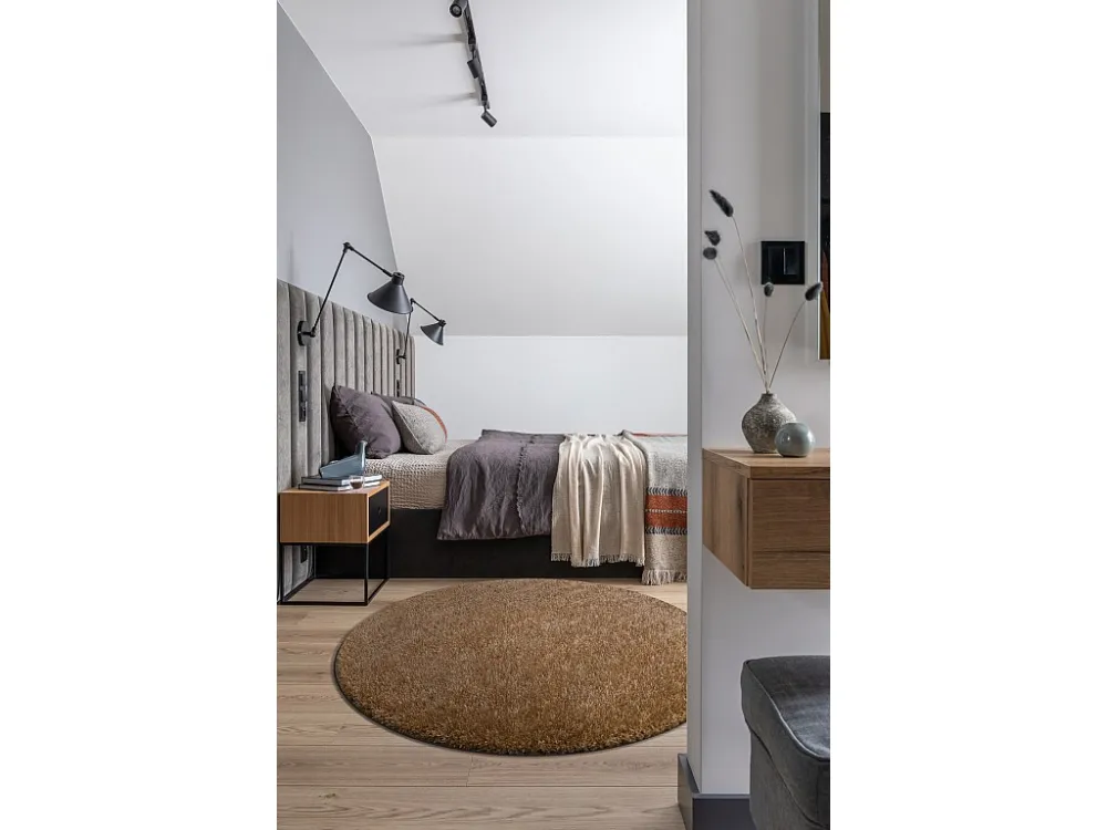 Tappeto BUENOS cerchio 6650 shaggy tinta unita, monocolore nocciola cercle 150 cm