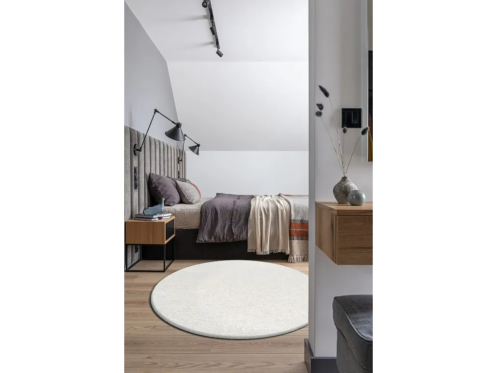 Tappeto BUENOS cerchio 7001 shaggy tinta unita, monocolore bianco cercle 120 cm
