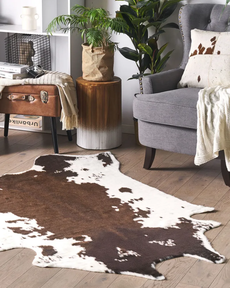 Tappeto ecopelle mucca bianco e marrone 130 x 170 cm BOGONG