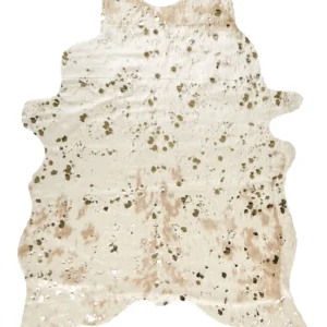 Tappeto ecopelle mucca crema con accenti dorati 150 x 200 cm BOGONG