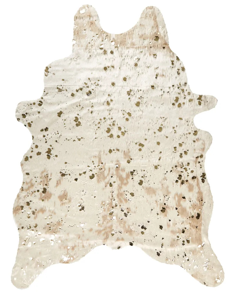 Tappeto ecopelle mucca crema con accenti dorati 150 x 200 cm BOGONG