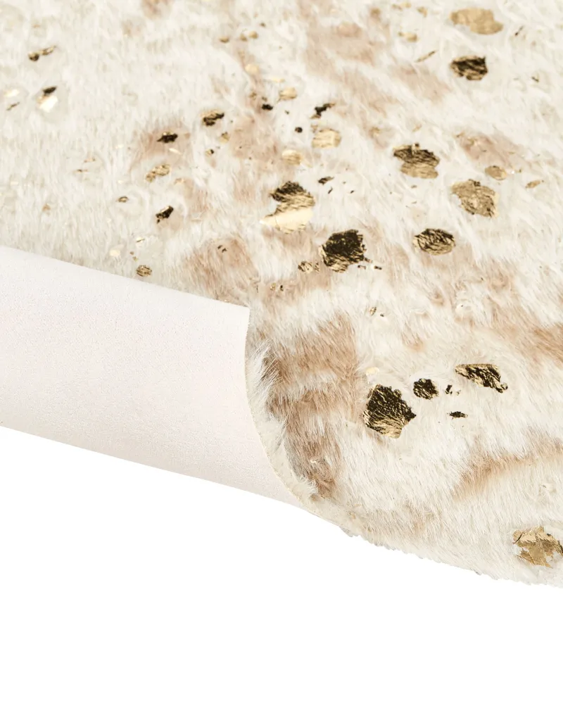 Tappeto ecopelle mucca crema con accenti dorati 150 x 200 cm BOGONG