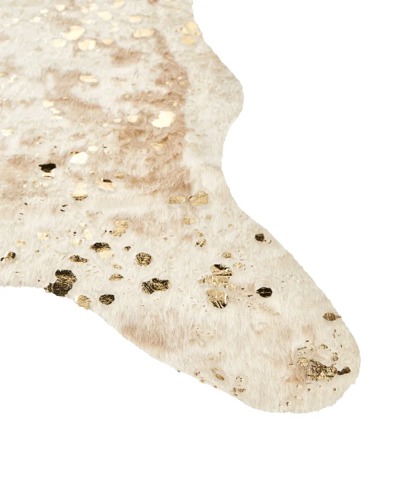 Tappeto ecopelle mucca crema con accenti dorati 150 x 200 cm BOGONG