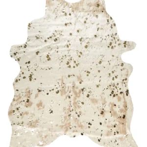 Tappeto ecopelle mucca crema con accenti dorati 150 x 200 cm BOGONG