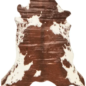Tappeto ecopelle mucca marrone e bianco 130 x 170 cm BOGONG