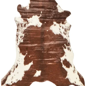 Tappeto ecopelle mucca marrone e bianco 130 x 170 cm BOGONG
