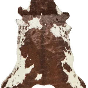 Tappeto ecopelle mucca marrone e bianco 150 x 200 cm BOGONG