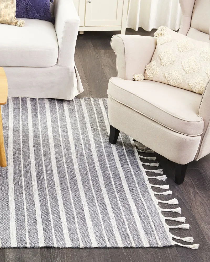 Tappeto grigio palese e bianco 160 x 230 cm BADEMLI
