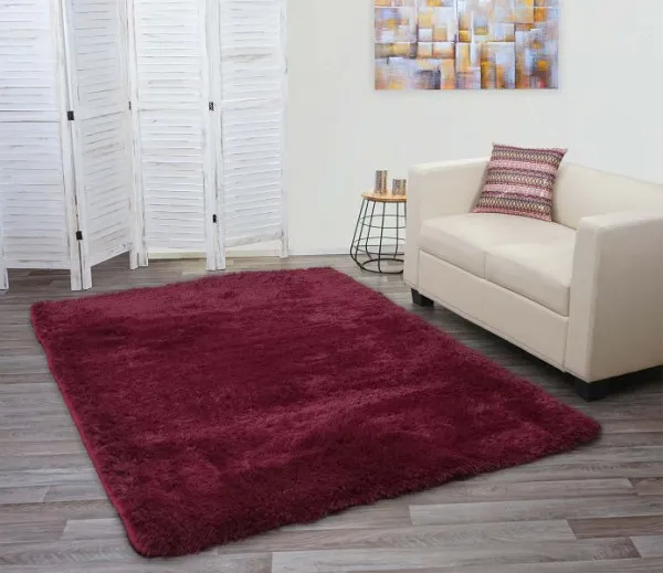 Tappeto Mendler HWC-F69 passatoia shaggy pelo alto pelo lungo tessuto/tessuto soffice flessibile 230x160cm rosso vino 70297