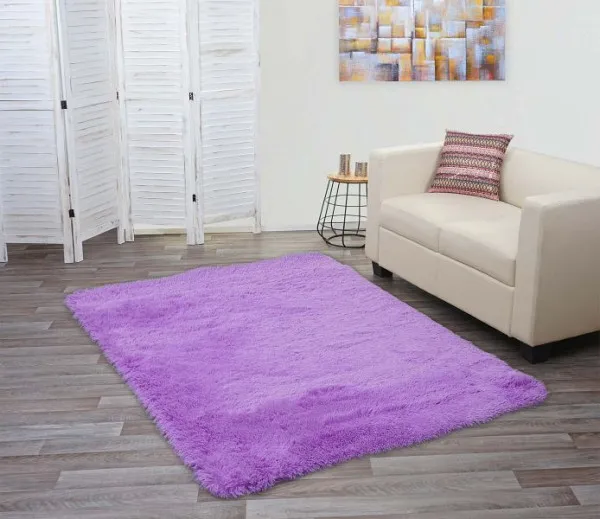 Tappeto Mendler HWC-F69 passatoia shaggy pelo elevato pelo lungo tessuto/tessuto soffice morbido 200x140cm viola 70285