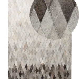 Tappeto pelle bianco / grigio 140 x 200 cm MALDAN