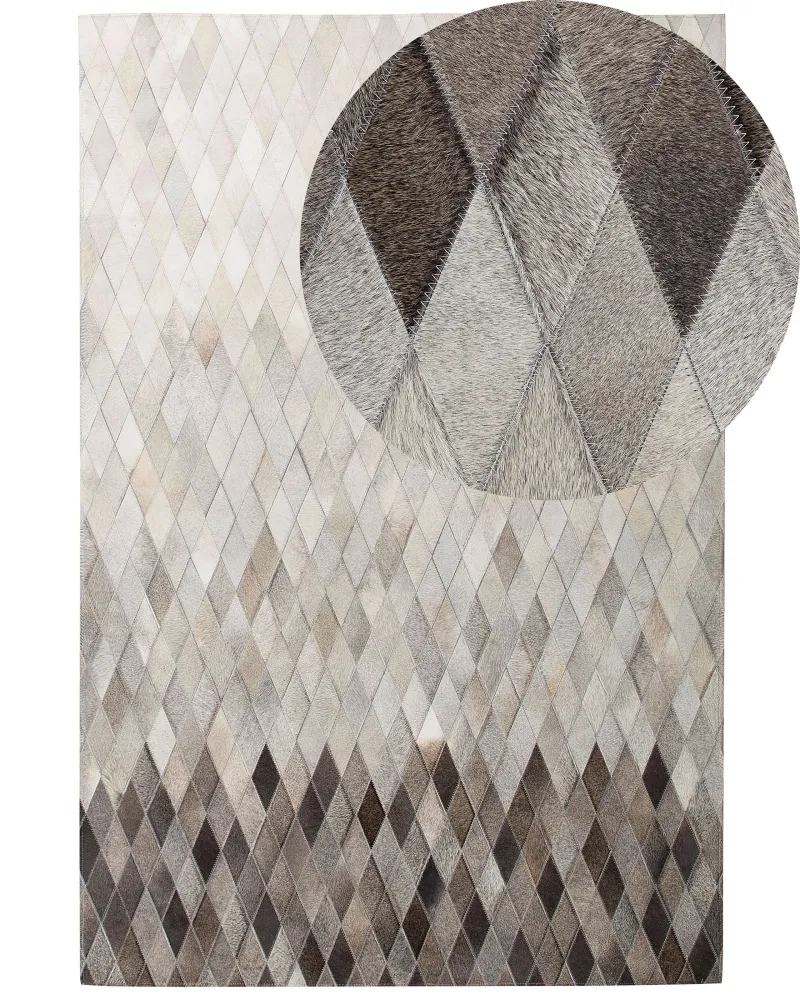 Tappeto pelle bianco / grigio 140 x 200 cm MALDAN