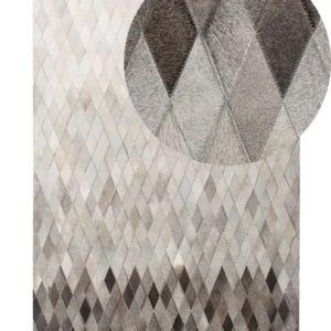 Tappeto pelle bianco / grigio 140 x 200 cm MALDAN