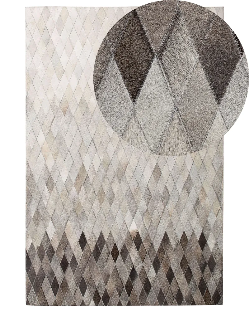 Tappeto pelle bianco / grigio 160 x 230 cm MALDAN