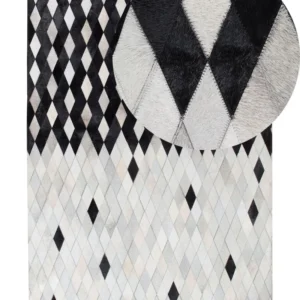 Tappeto pelle bianco / nero 160 x 230 cm MALDAN