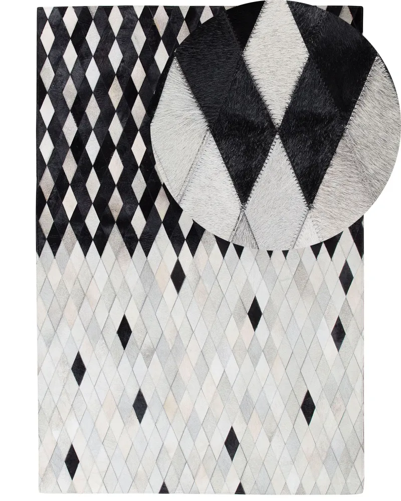 Tappeto pelle bianco / nero 160 x 230 cm MALDAN