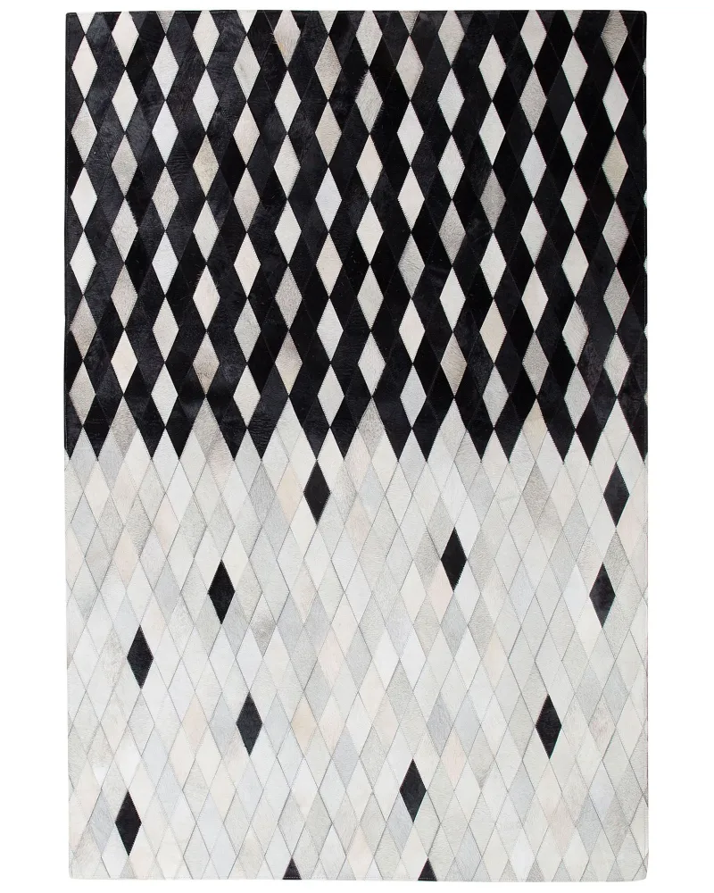 Tappeto pelle bianco / nero 160 x 230 cm MALDAN