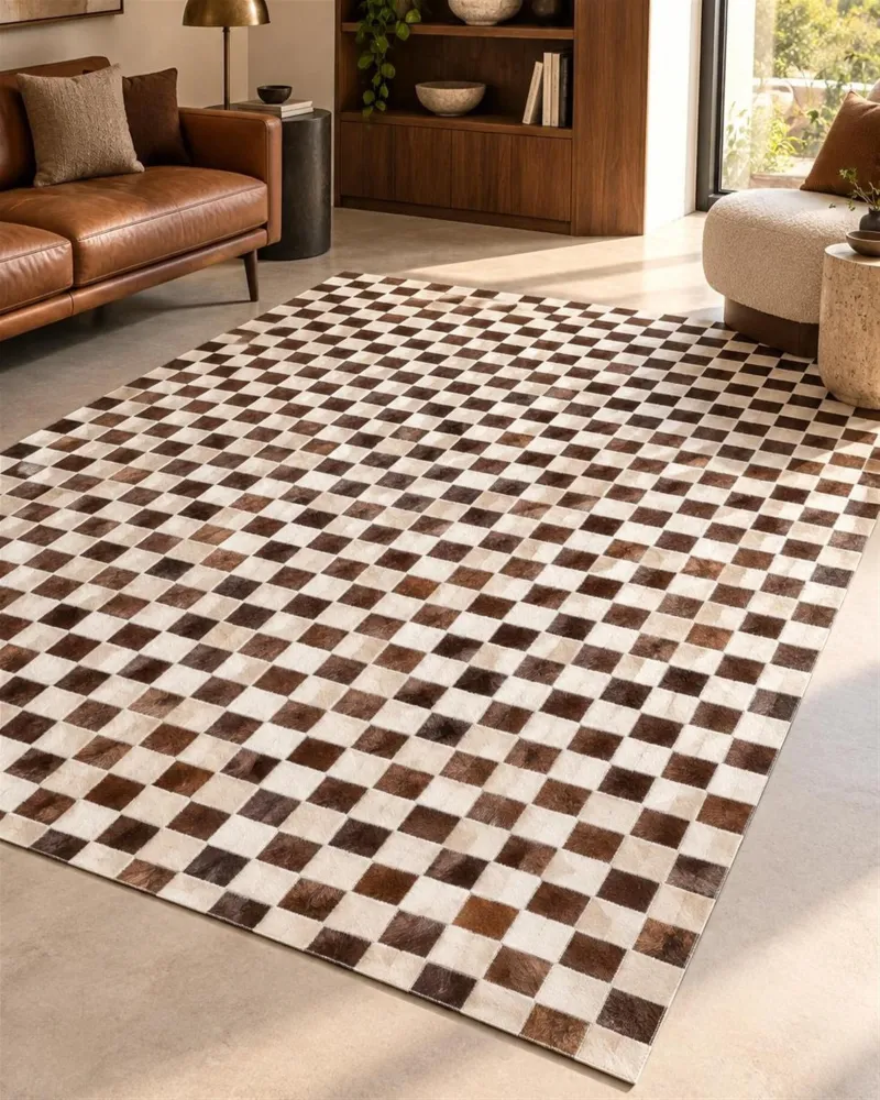 Tappeto pelle camoscio e marrone 160 x 230 cm KAYABEY