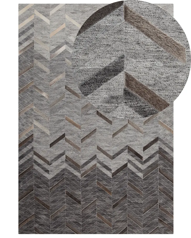 Tappeto pelle color grigio 140 x 200 cm pelo basso ARKUM