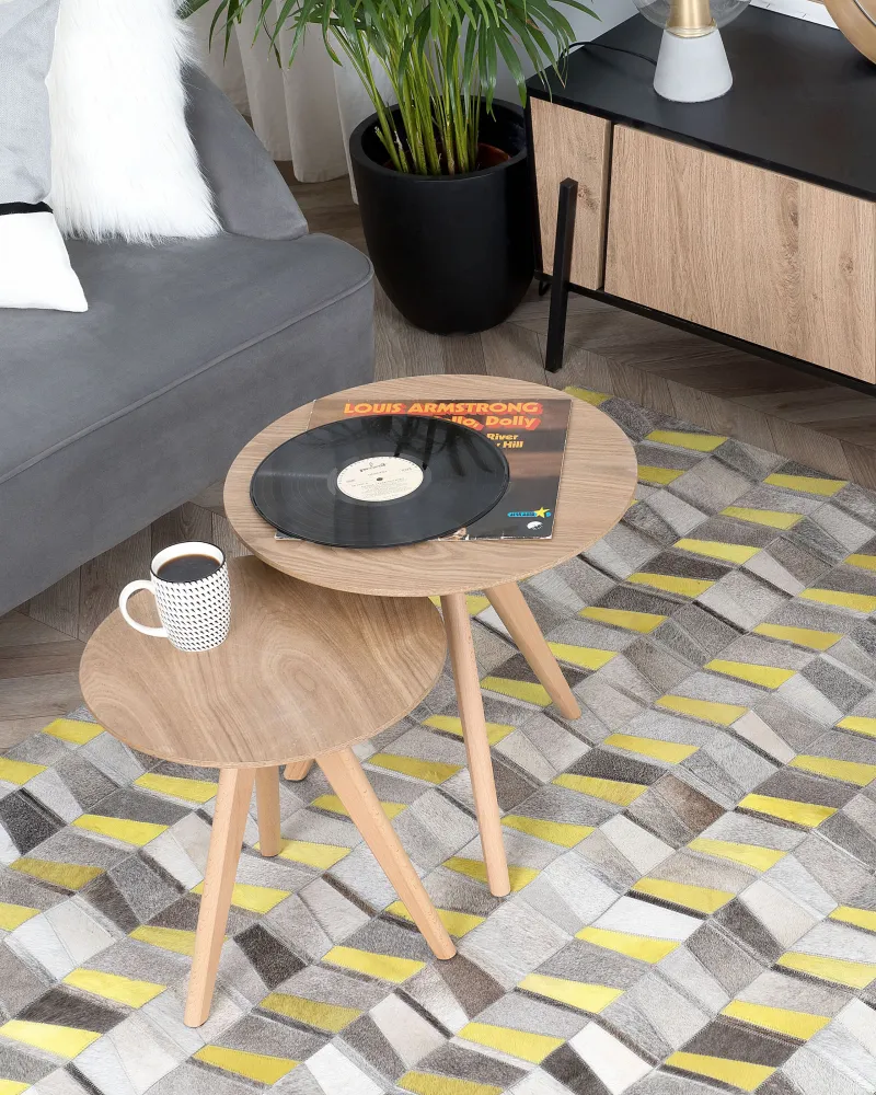 Tappeto pelle grigio / giallo 160 x 230 cm BELOREN
