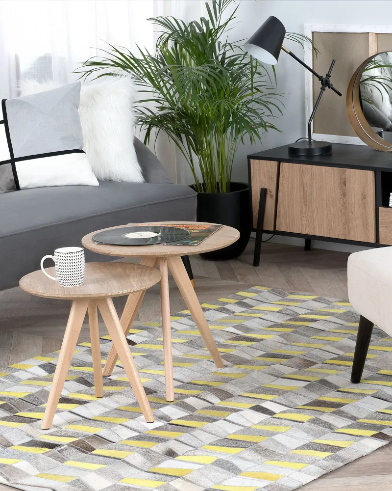 Tappeto pelle grigio / giallo 160 x 230 cm BELOREN
